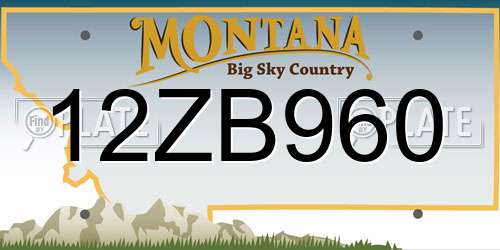 12ZB960 Montana License Plate