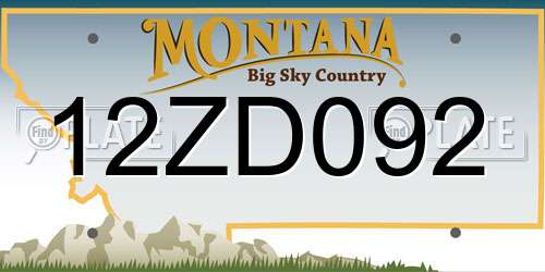 12ZD092 Montana License Plate