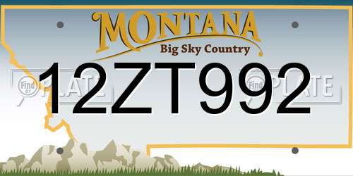 12ZT992 Montana License Plate