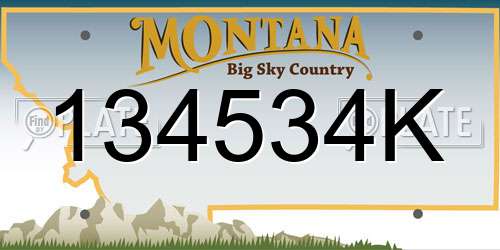 134534K Montana License Plate