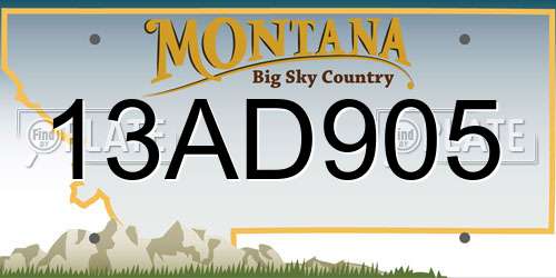 13AD905 Montana License Plate