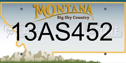 13AS452 Montana License Plate