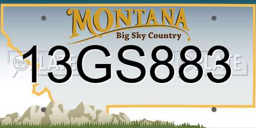 13GS883 Montana License Plate