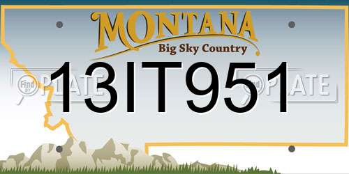 13IT951 Montana License Plate