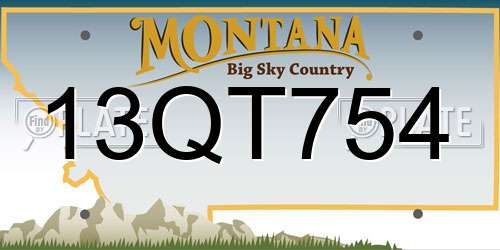 13QT754 Montana License Plate