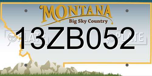 13ZB052 Montana License Plate