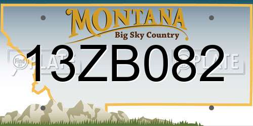 13ZB082 Montana License Plate