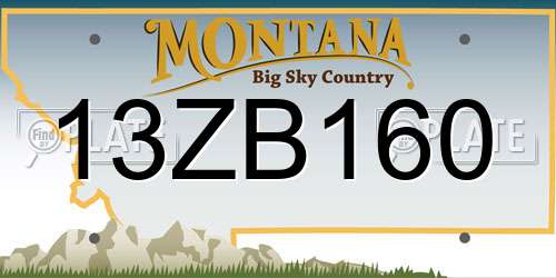 13ZB160 Montana License Plate
