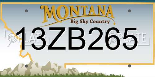 13ZB265 Montana License Plate