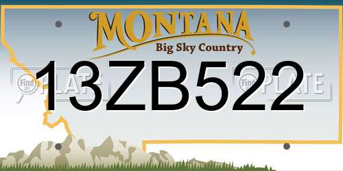 13ZB522 Montana License Plate