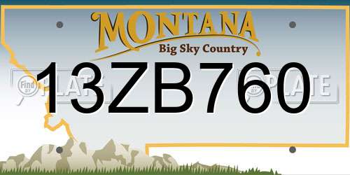 13ZB760 Montana License Plate