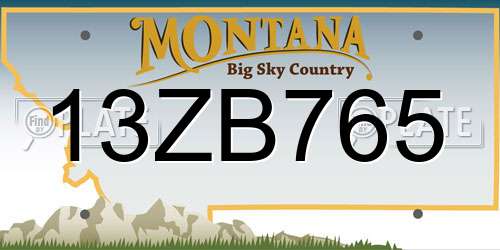 13ZB765 Montana License Plate