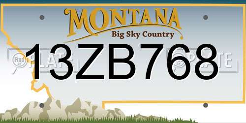 13ZB768 Montana License Plate