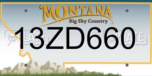 13ZD660 Montana License Plate