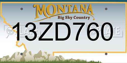 13ZD760 Montana License Plate