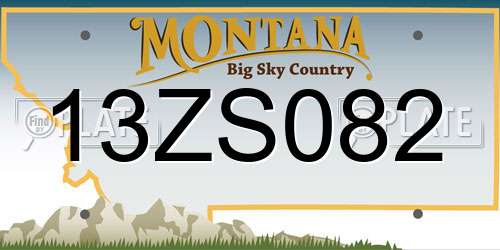 13ZS082 Montana License Plate