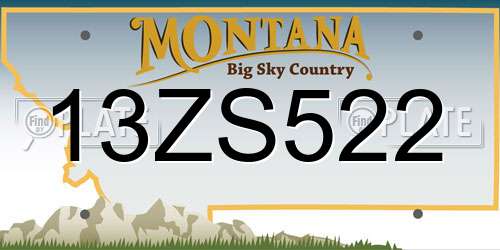 13ZS522 Montana License Plate