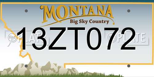 13ZT072 Montana License Plate