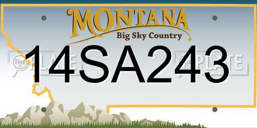 14SA243 Montana License Plate
