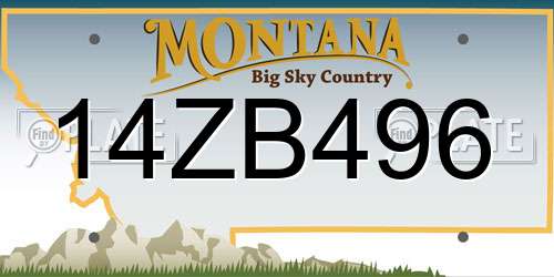 14ZB496 Montana License Plate
