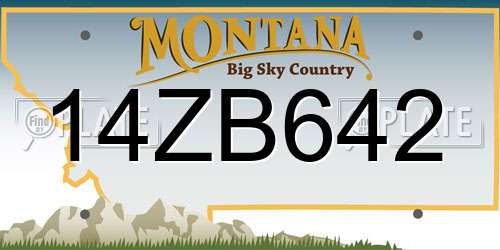 14ZB642 Montana License Plate