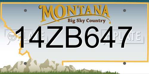 14ZB647 Montana License Plate