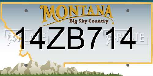 14ZB714 Montana License Plate