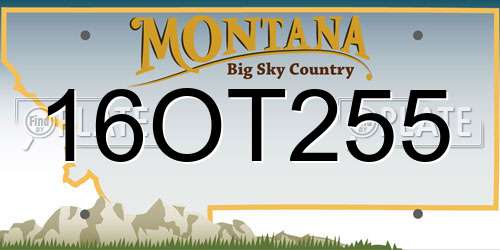 16OT255 Montana License Plate