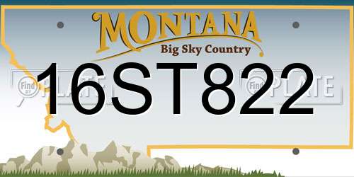 16ST822 Montana License Plate