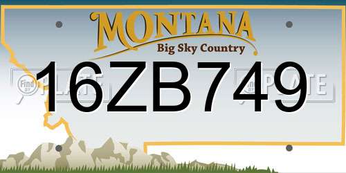 16ZB749 Montana License Plate