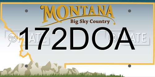 172DOA Montana License Plate