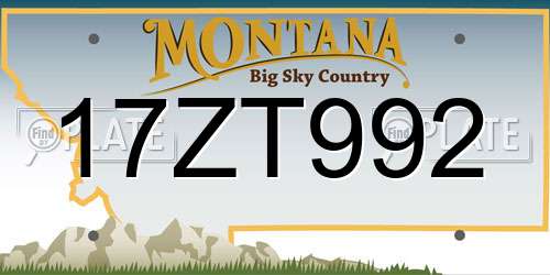 17ZT992 Montana License Plate