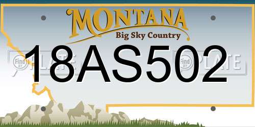 18AS502 Montana License Plate