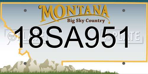 18SA951 Montana License Plate