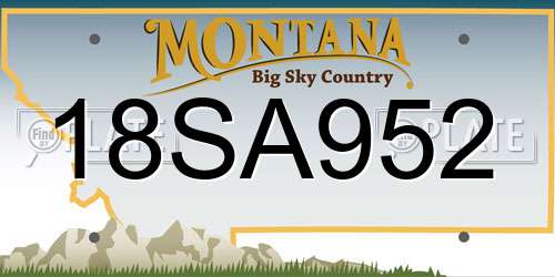 18SA952 Montana License Plate