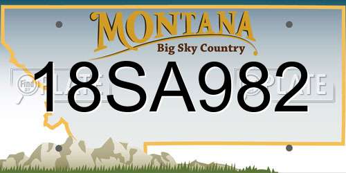 18SA982 Montana License Plate