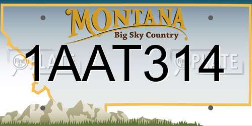 1AAT314 Montana License Plate