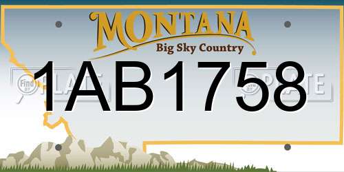 1AB1758 Montana License Plate