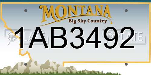 1AB3492 Montana License Plate
