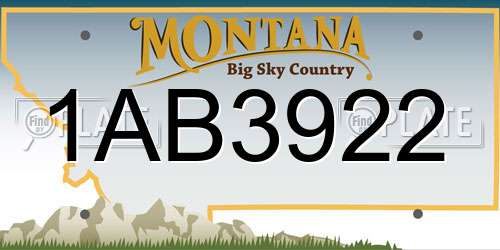 1AB3922 Montana License Plate