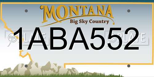 1ABA552 Montana License Plate