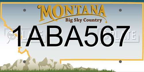 1ABA567 Montana License Plate