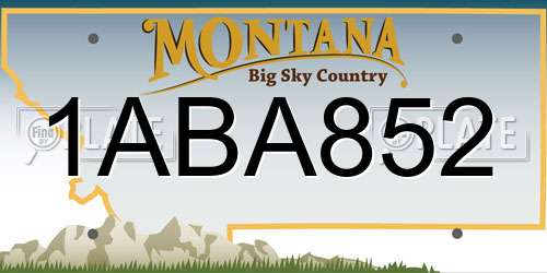 1ABA852 Montana License Plate