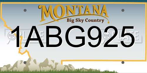 1ABG925 Montana License Plate