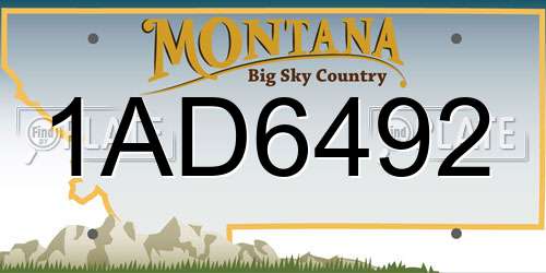1AD6492 Montana License Plate