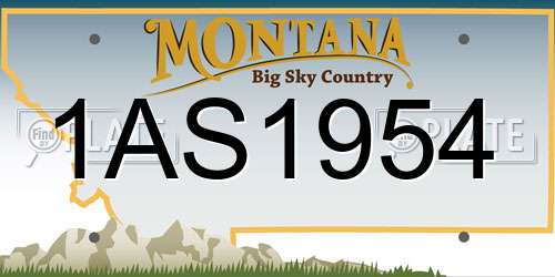 1AS1954 Montana License Plate
