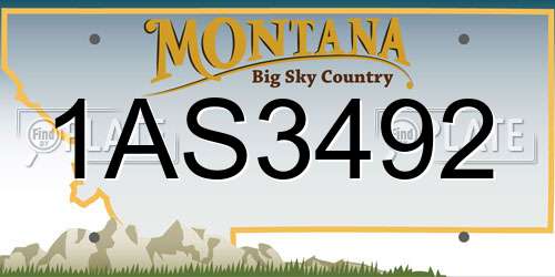 1AS3492 Montana License Plate