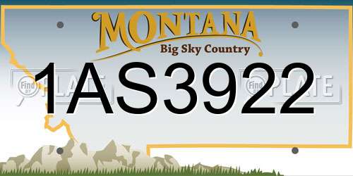 1AS3922 Montana License Plate