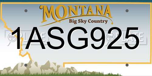 1ASG925 Montana License Plate