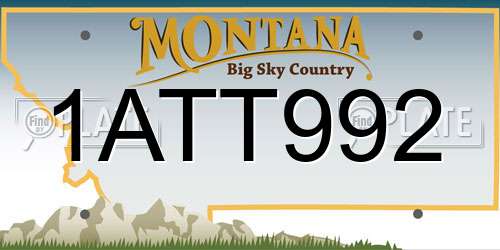 1ATT992 Montana License Plate